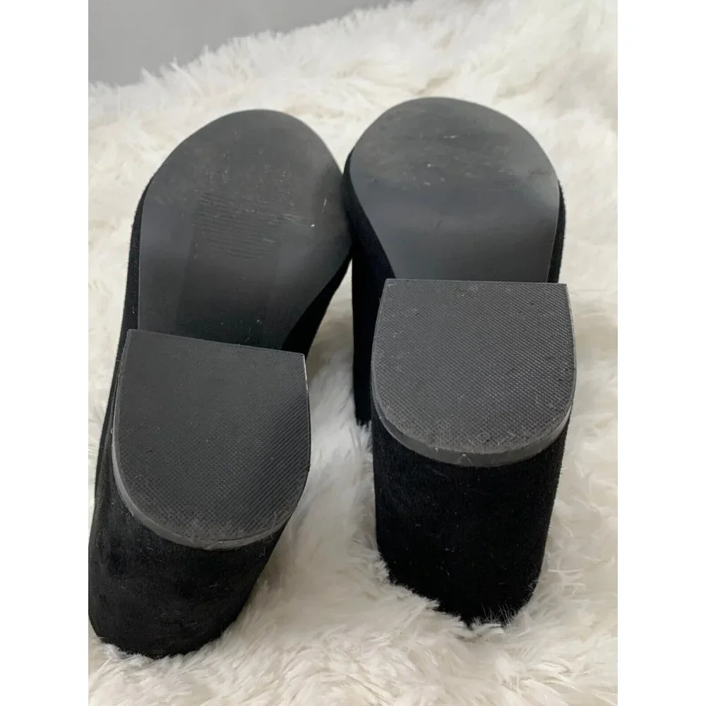 Steve Madden Womens Stela Leather Closed Toe Wedge Pumps Black Suede Size 7.5 - Picture 4 of 10